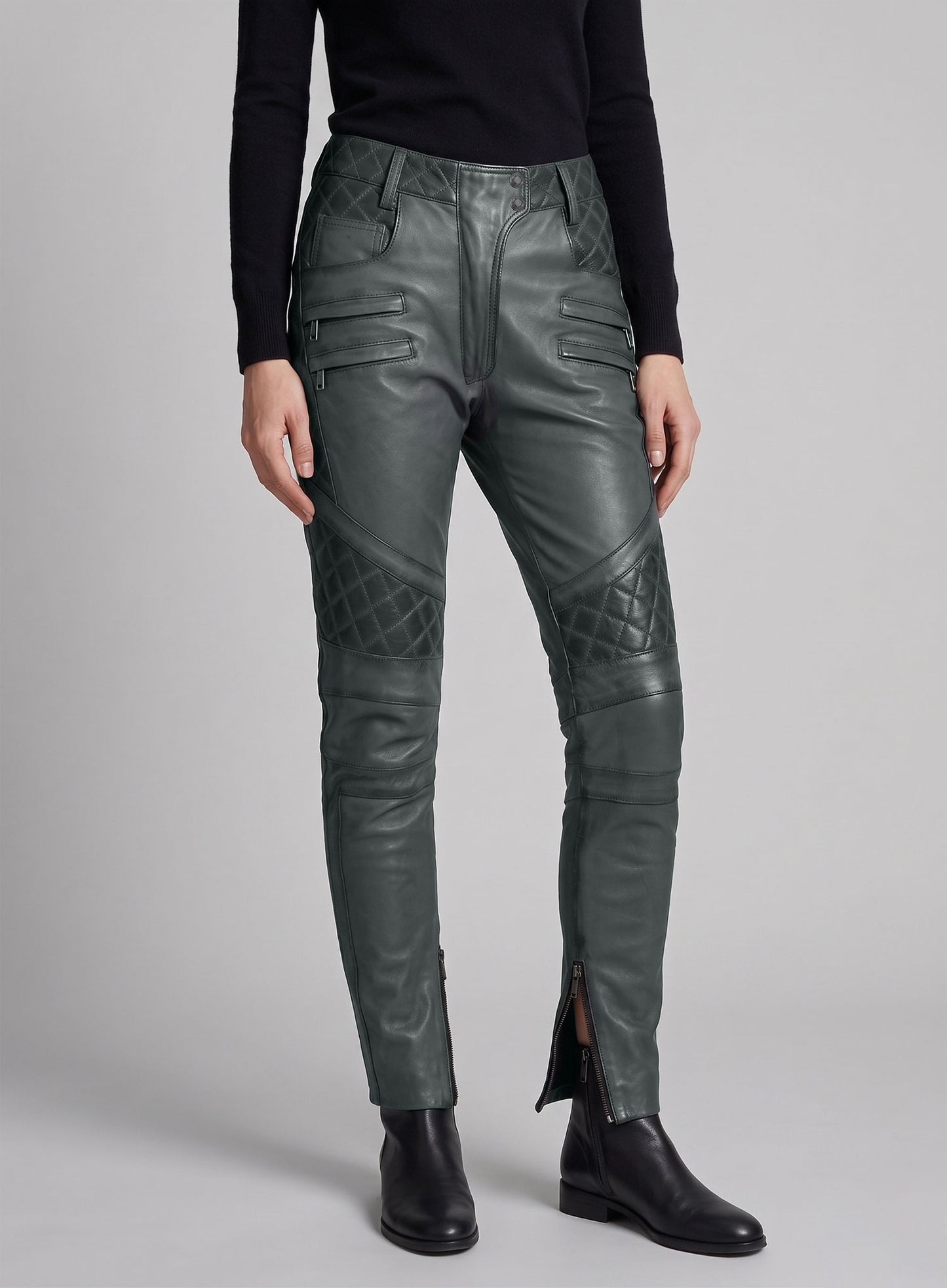 Carrier Burnt Charcoal Leather Pants