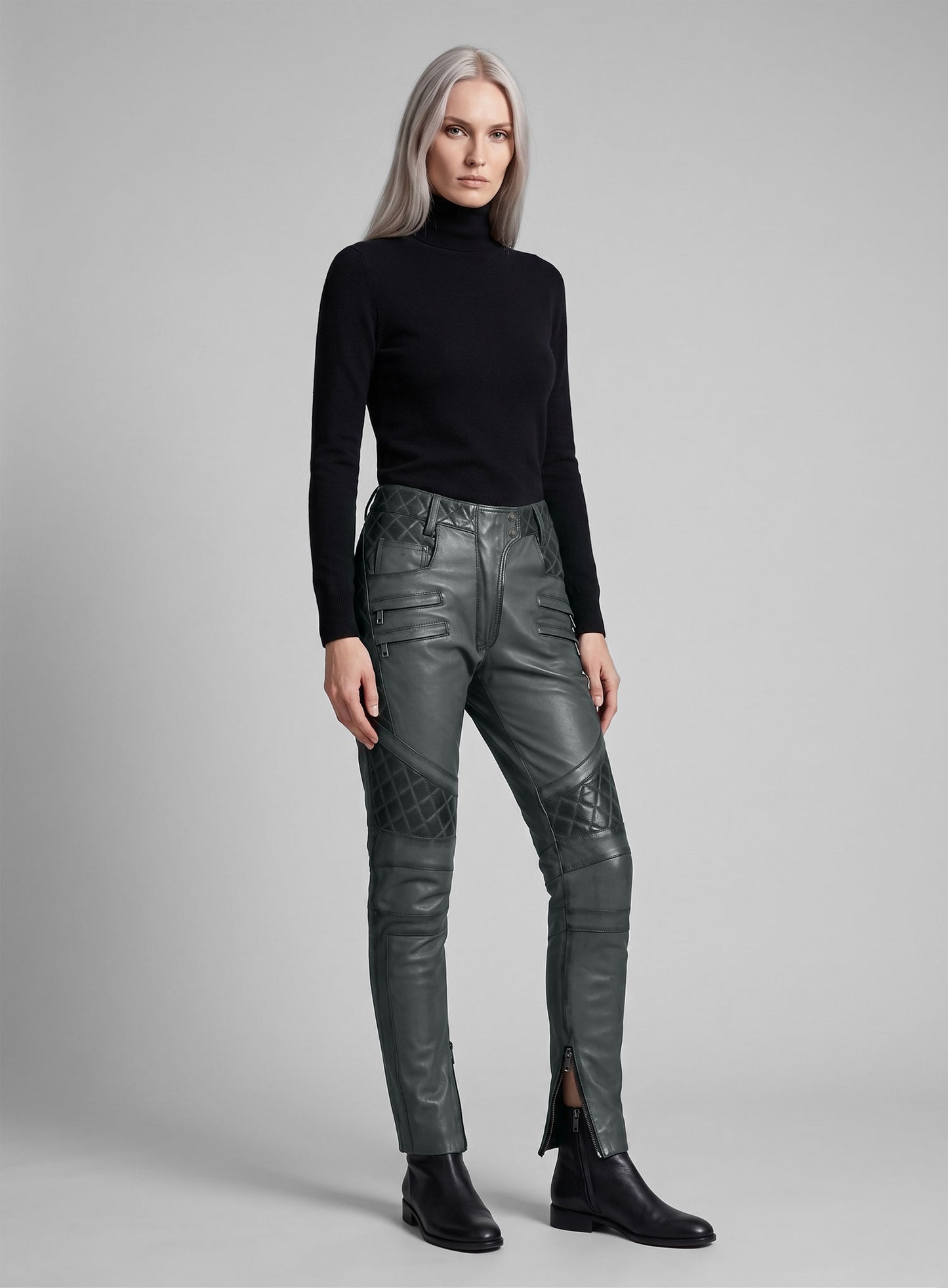 Carrier Burnt Charcoal Leather Pants