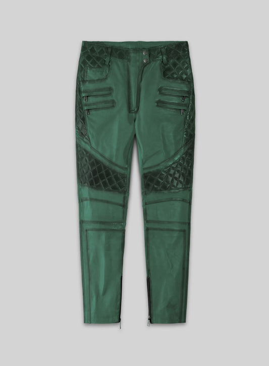 Carrier Burnt Green Leather Pants