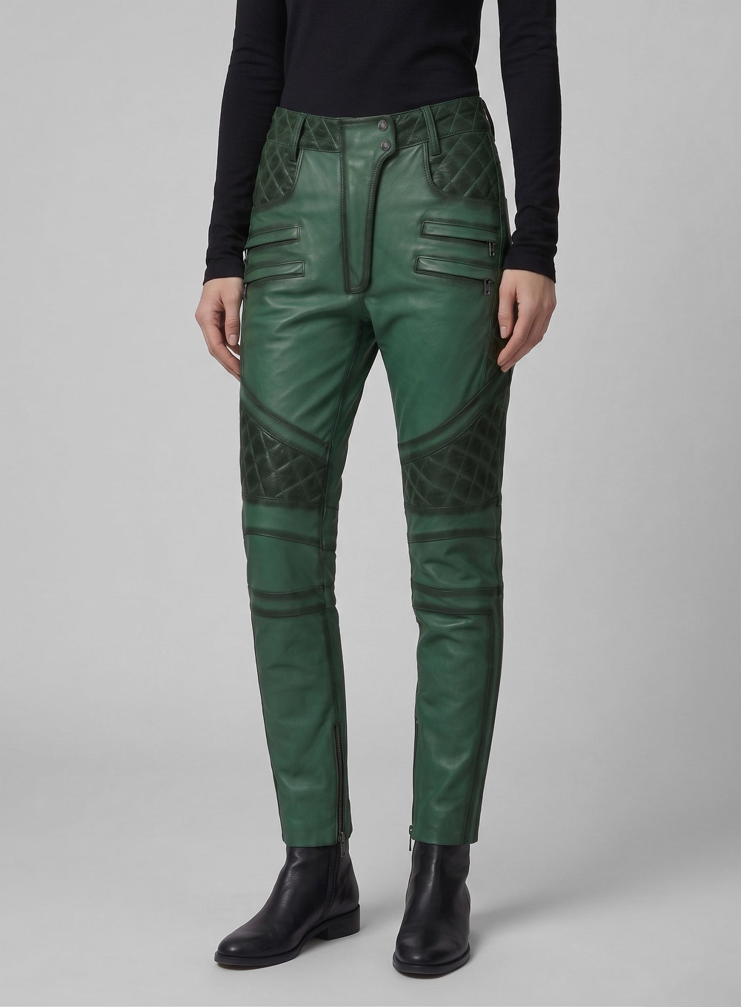 Carrier Burnt Green Leather Pants
