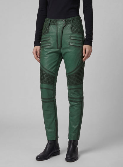 Carrier Burnt Green Leather Pants