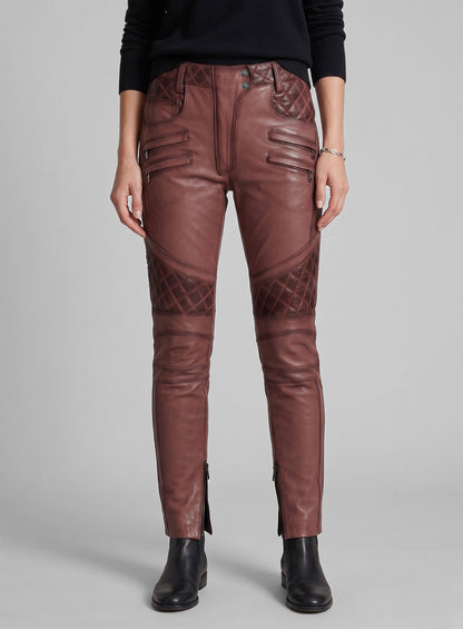 Carrier Burnt Maroon Leather Pants