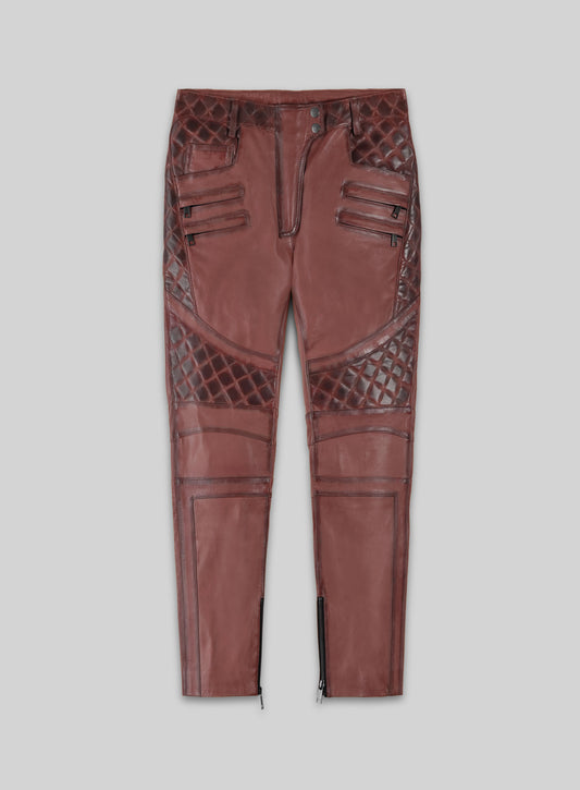 Carrier Burnt Maroon Leather Pants