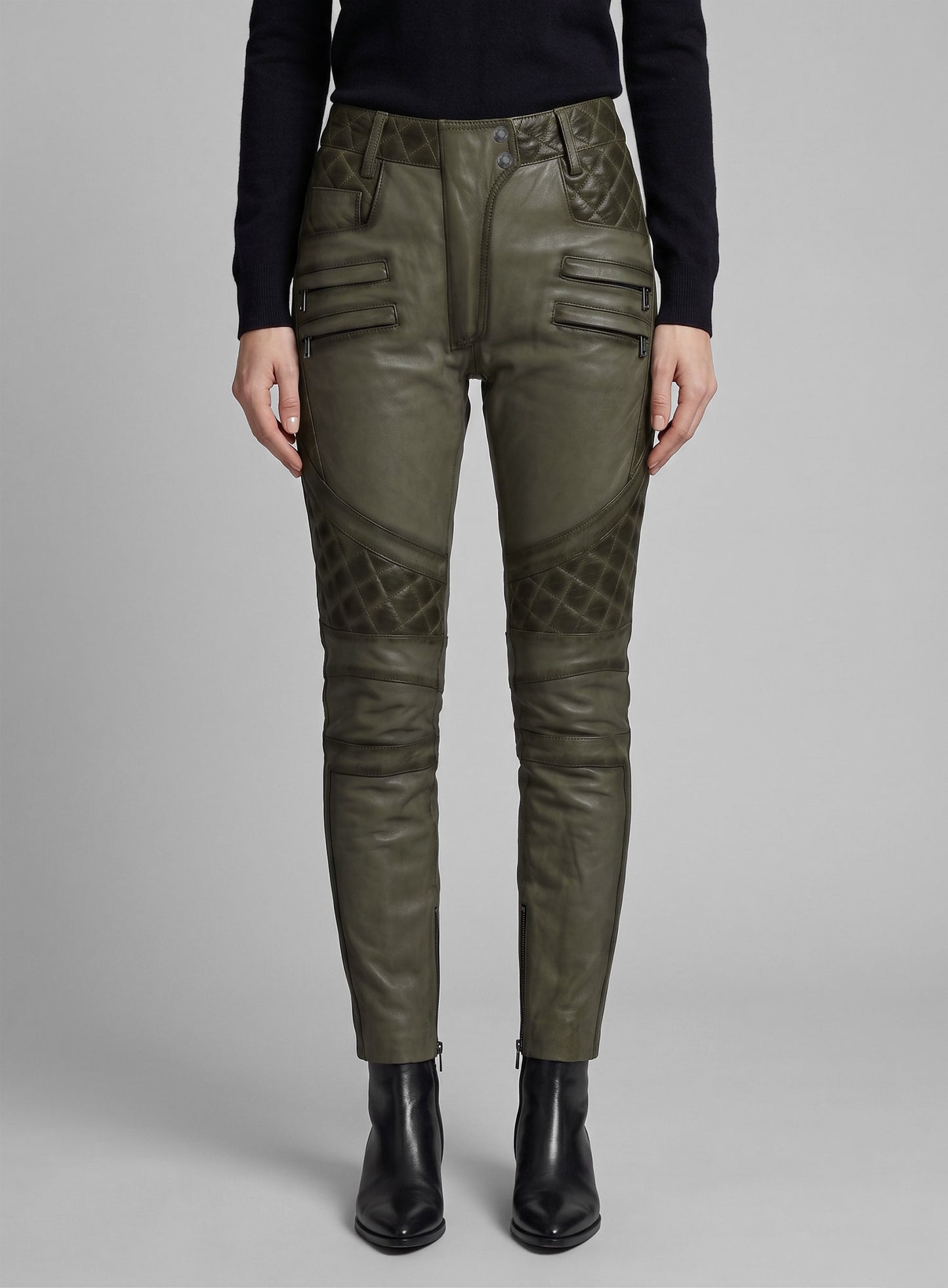 Carrier Burnt Olive Leather Pants