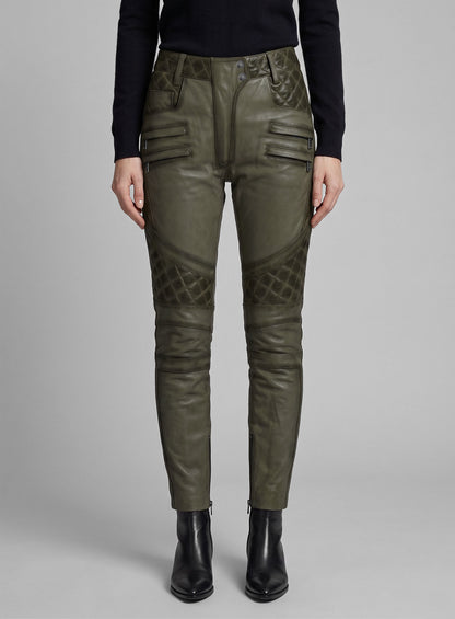 Carrier Burnt Olive Leather Pants