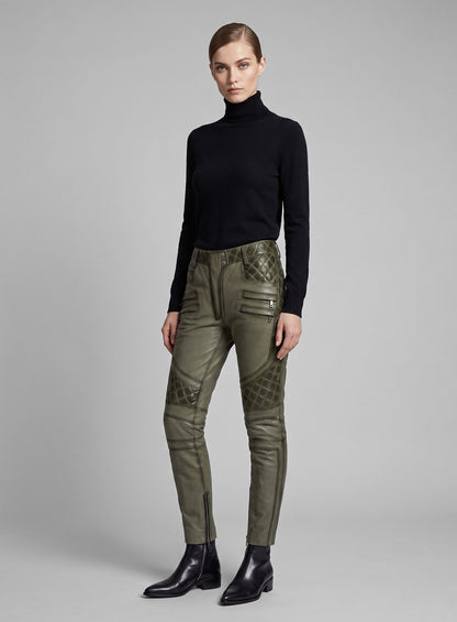 Carrier Burnt Olive Leather Pants