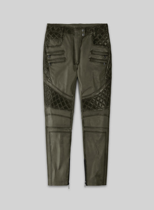 Carrier Burnt Olive Leather Pants