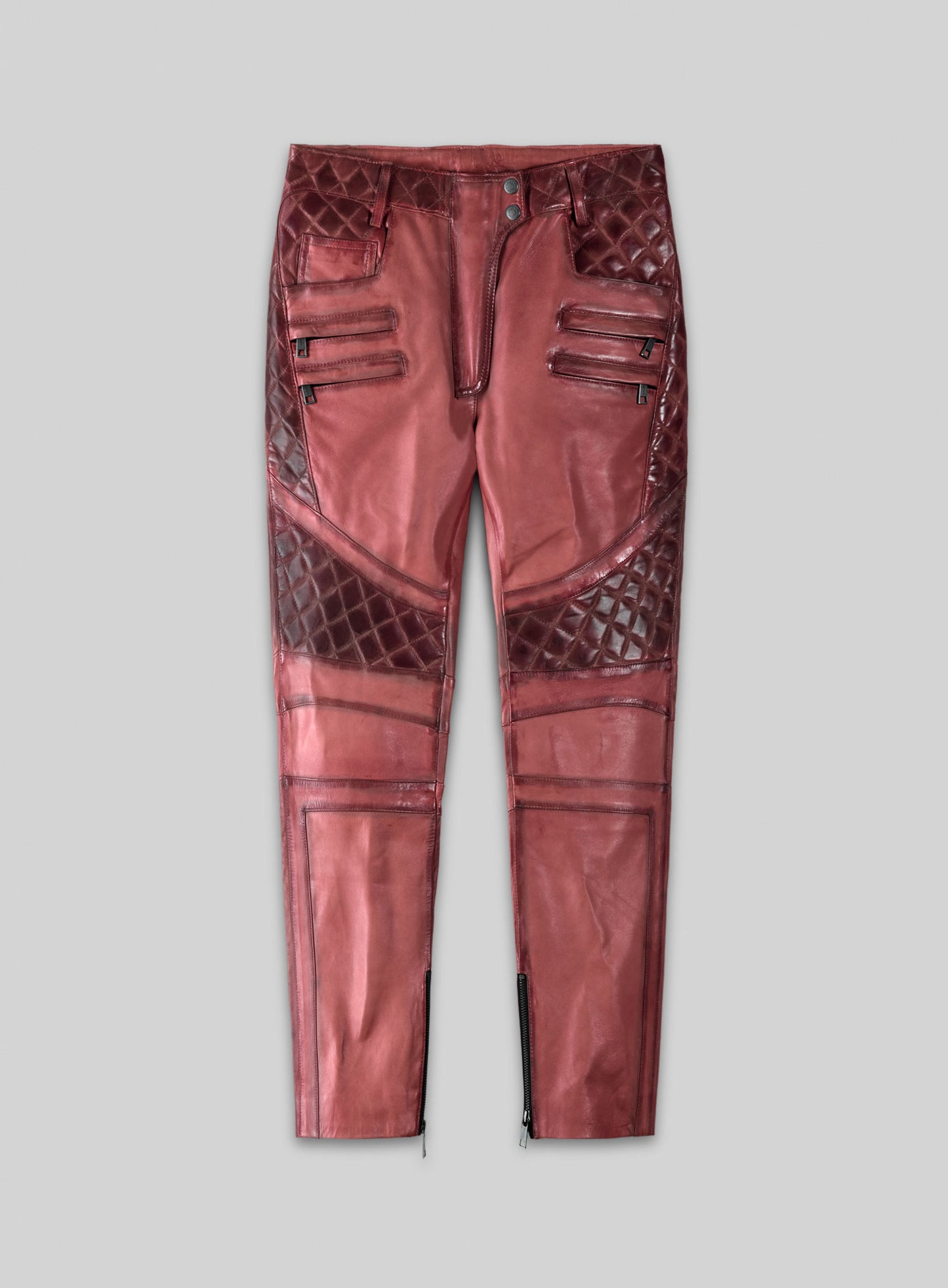 Carrier Burnt Red Leather Pants
