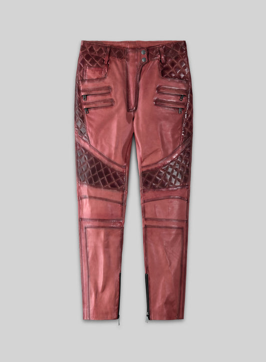 Carrier Burnt Red Leather Pants