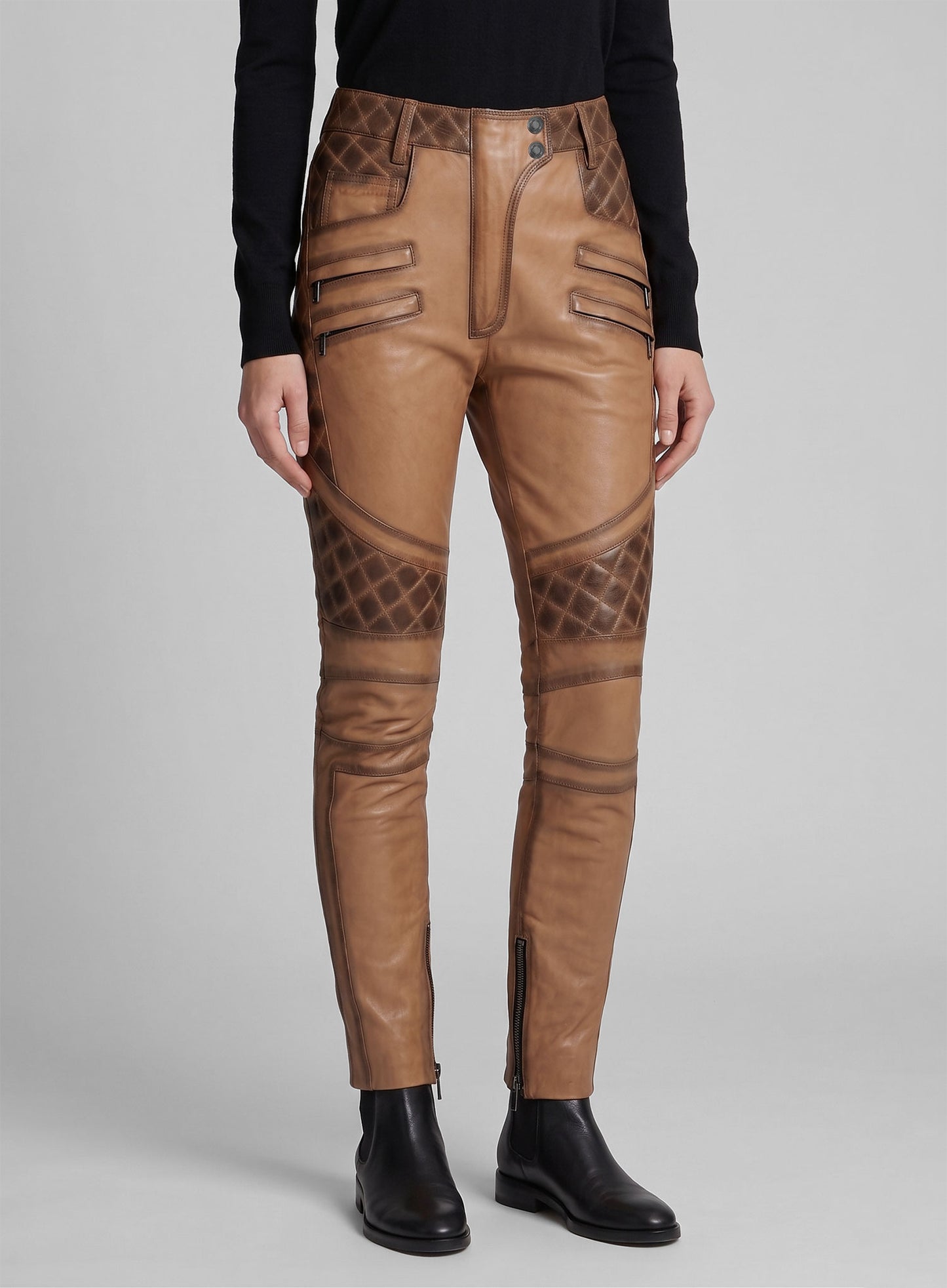 Carrier Burnt Tan Leather Pants