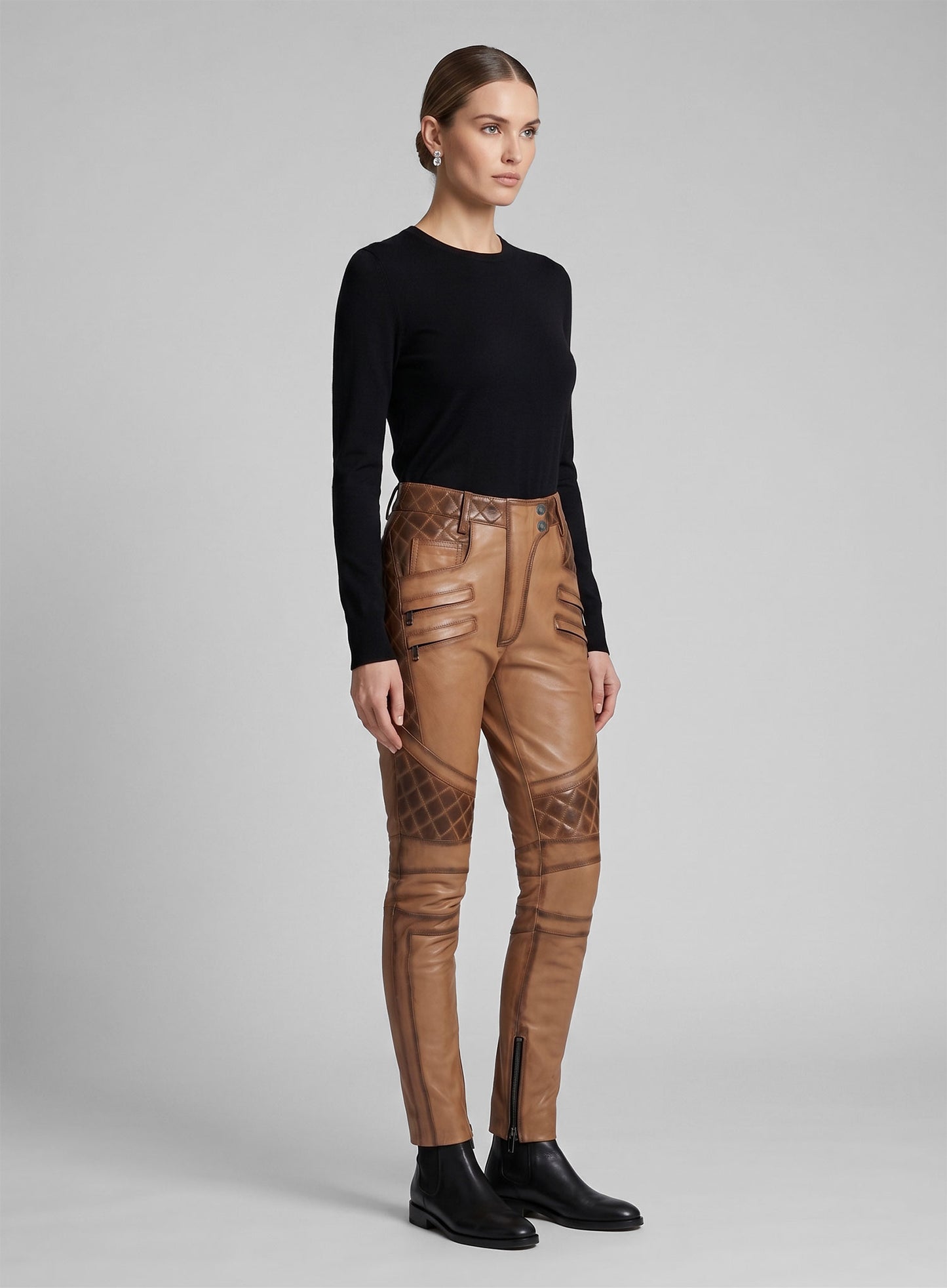Carrier Burnt Tan Leather Pants