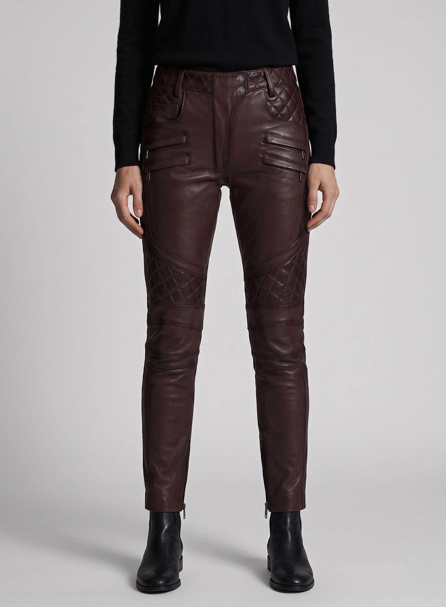 Carrier Burnt Wine Leather Pants