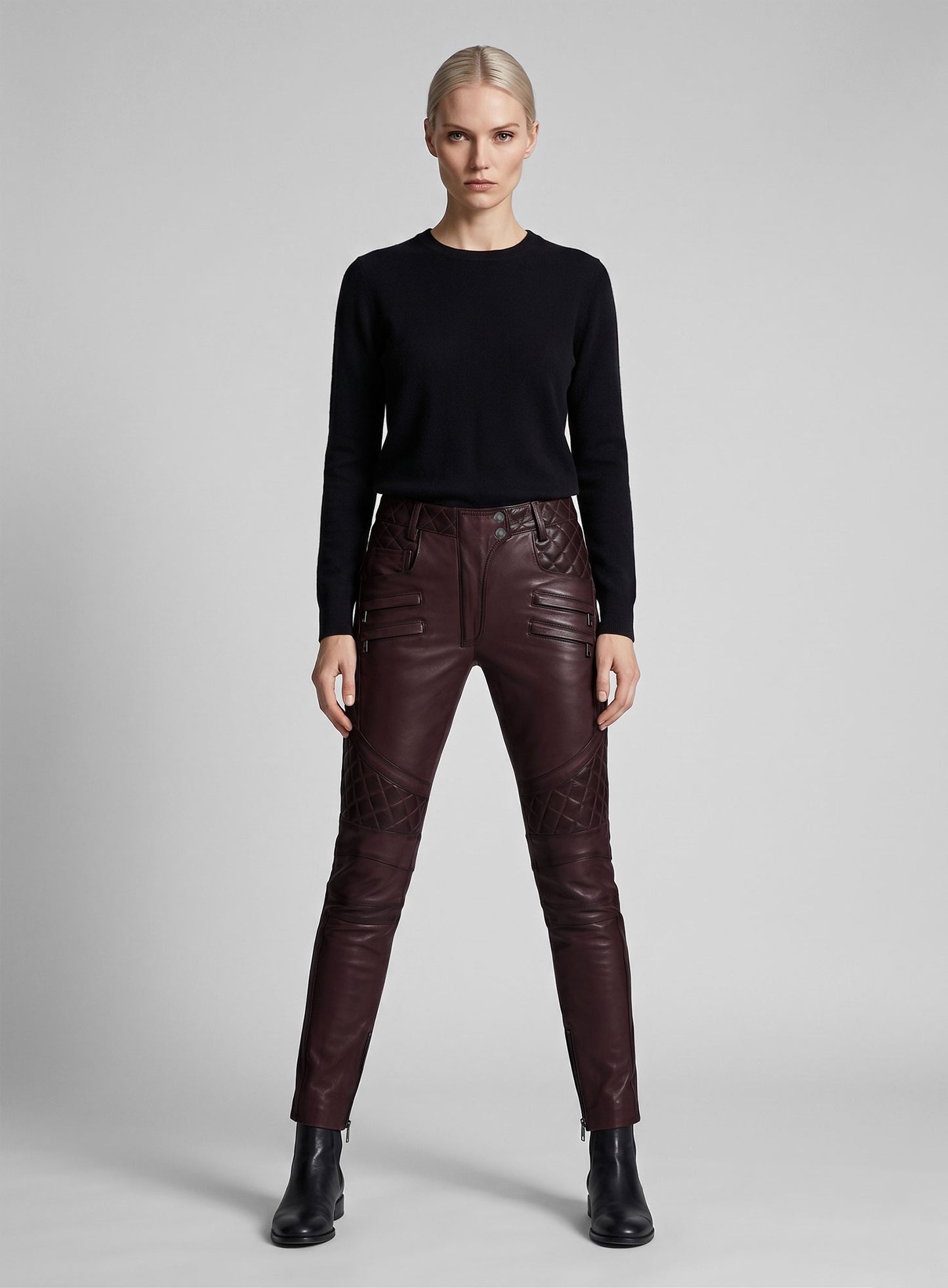Carrier Burnt Wine Leather Pants
