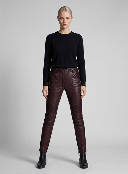 Carrier Burnt Wine Leather Pants