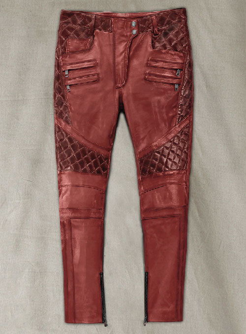 Carrier Burnt Red Leather Pants - LeatherCult