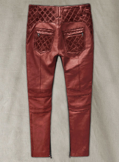 Carrier Burnt Red Leather Pants - LeatherCult