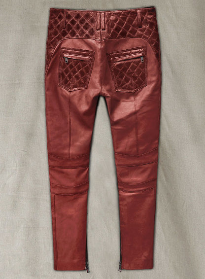 Carrier Burnt Red Leather Pants - LeatherCult