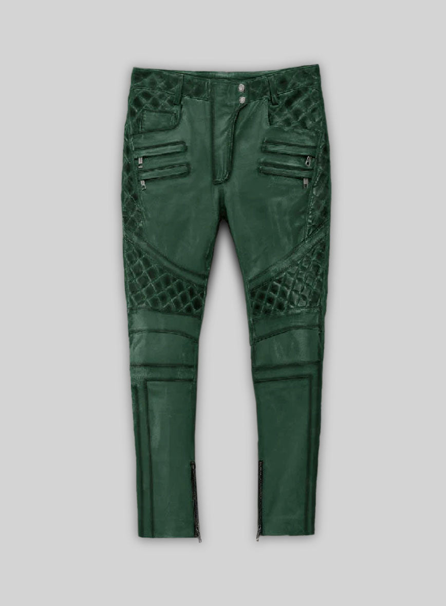 Carrier Burnt Green Leather Pants
