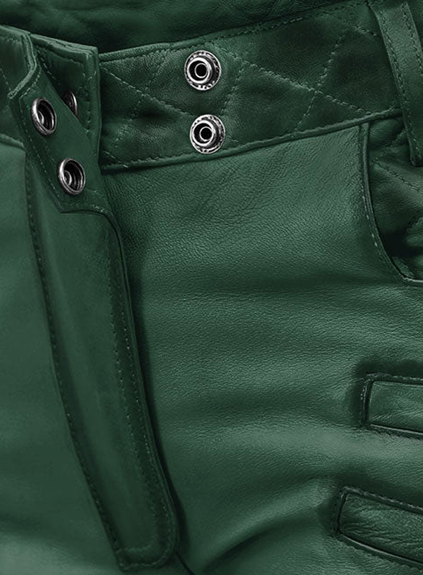 Carrier Burnt Green Leather Pants