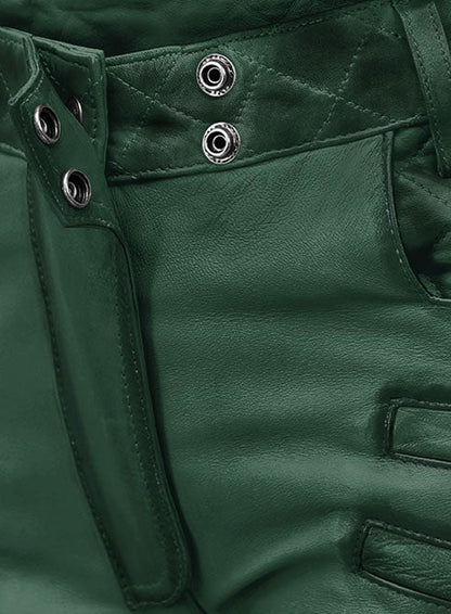 Carrier Burnt Green Leather Pants