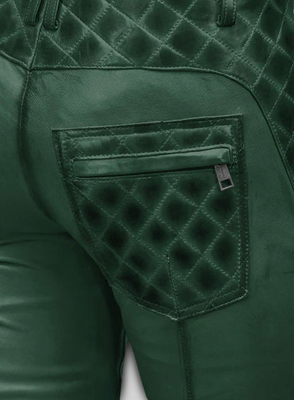 Carrier Burnt Green Leather Pants