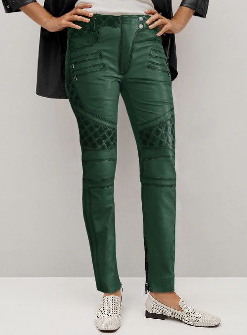 Carrier Burnt Green Leather Pants