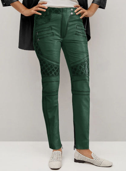 Carrier Burnt Green Leather Pants
