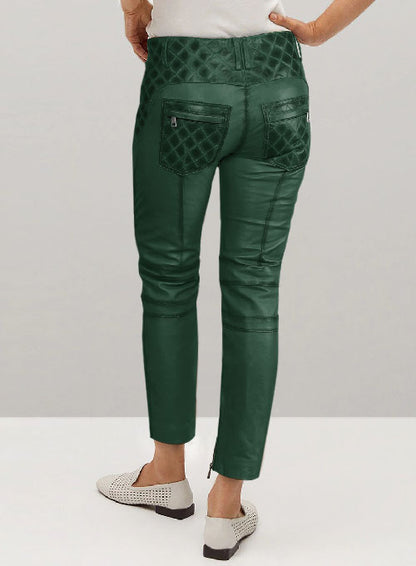 Carrier Burnt Green Leather Pants