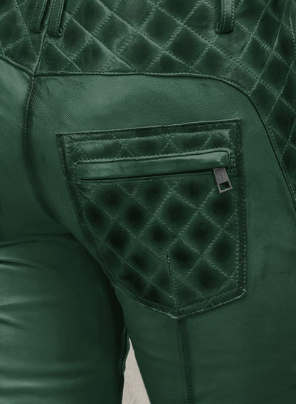 Carrier Burnt Green Leather Pants