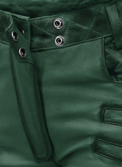Carrier Burnt Green Leather Pants