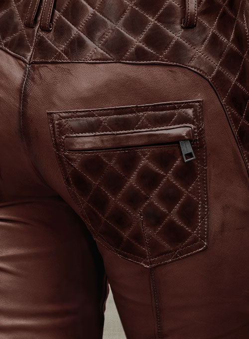 Carrier Burnt Maroon Leather Pants - LeatherCult