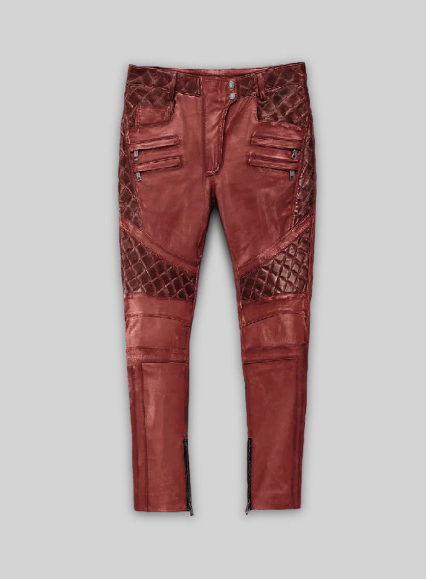 Carrier Burnt Red Leather Pants