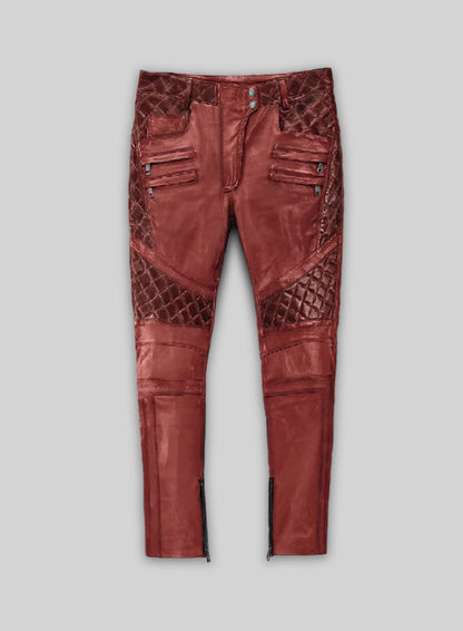 Carrier Burnt Red Leather Pants