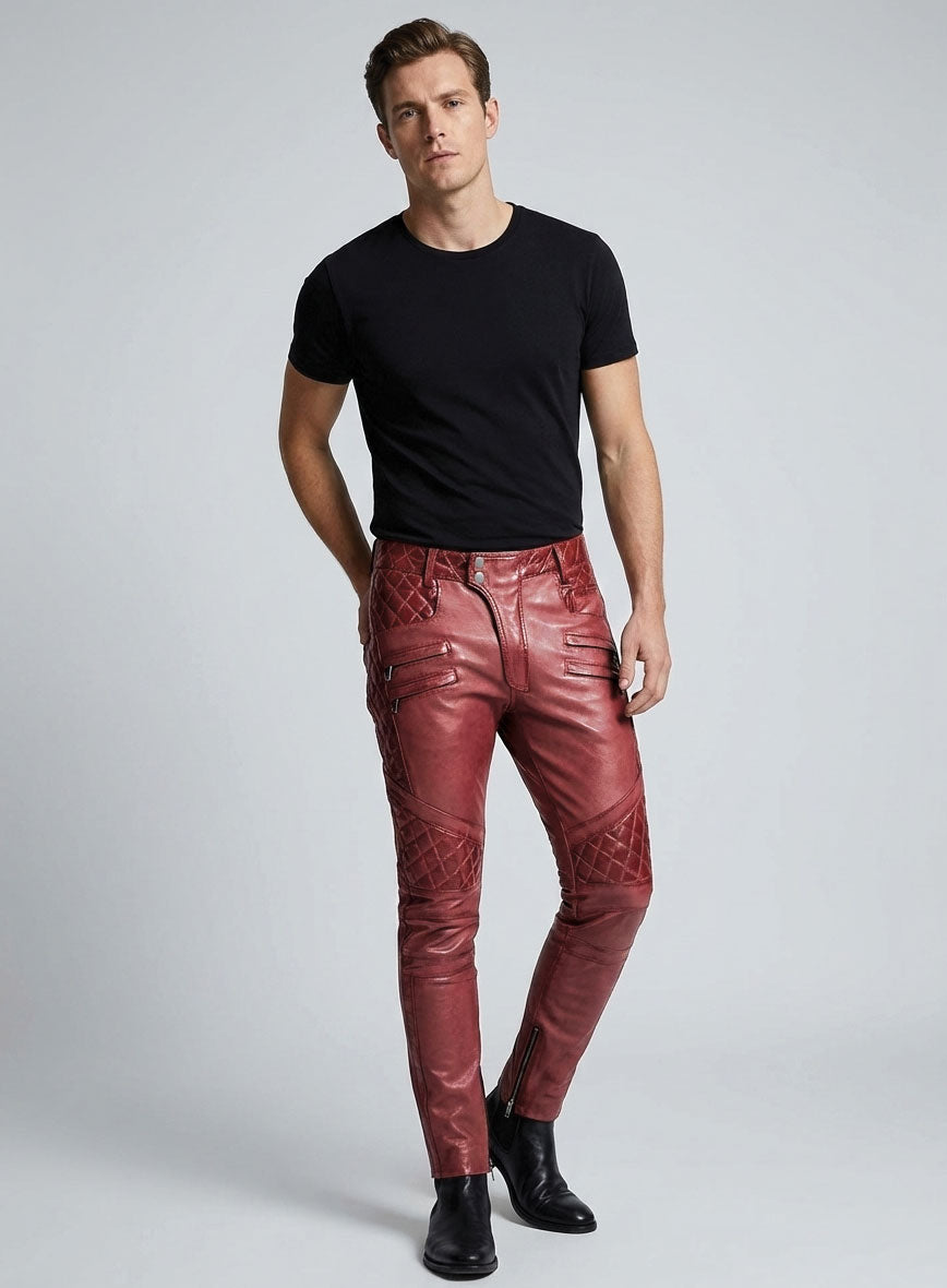 Carrier Burnt Red Leather Pants