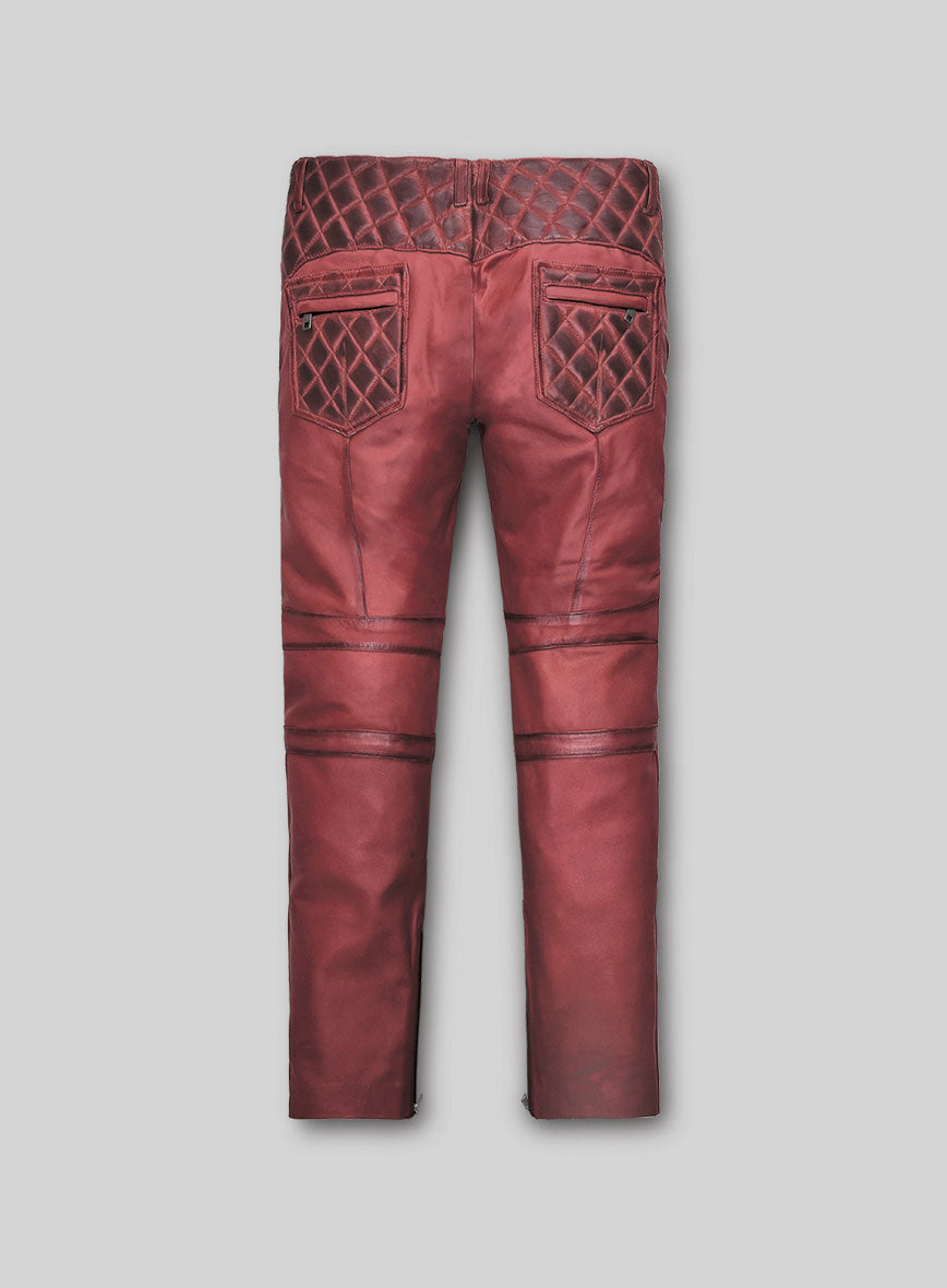 Carrier Burnt Red Leather Pants