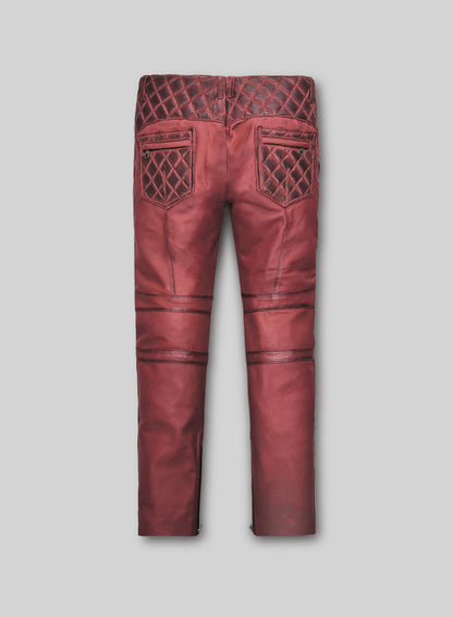 Carrier Burnt Red Leather Pants