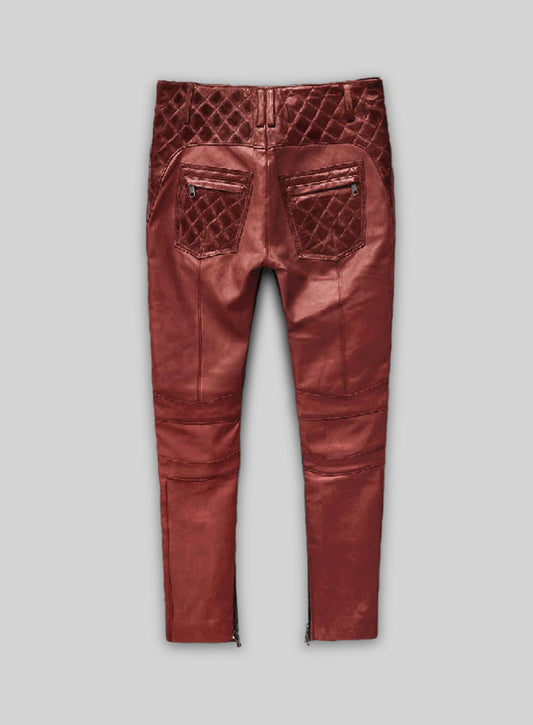 Carrier Burnt Red Leather Pants