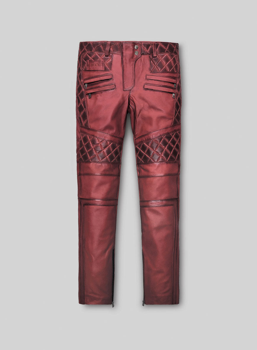 Carrier Burnt Red Leather Pants