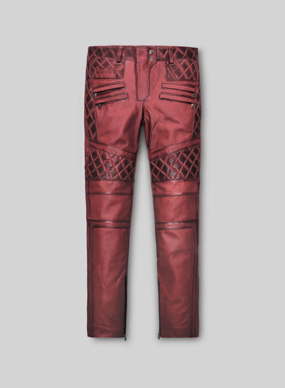 Carrier Burnt Red Leather Pants