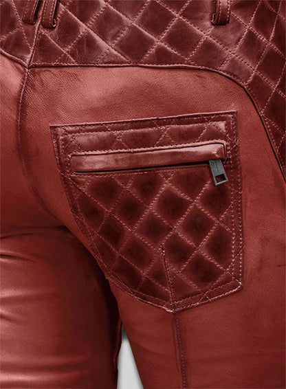 Carrier Burnt Red Leather Pants
