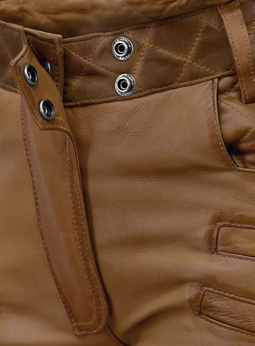 Carrier Burnt Tan Leather Pants - LeatherCult