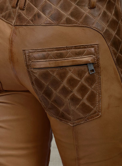 Carrier Burnt Tan Leather Pants - LeatherCult