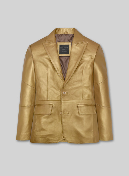 Golden Catwalk Leather Blazer # 2