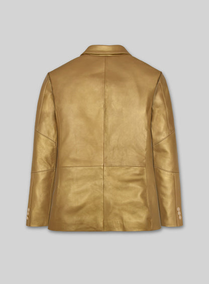 Golden Catwalk Leather Blazer # 2