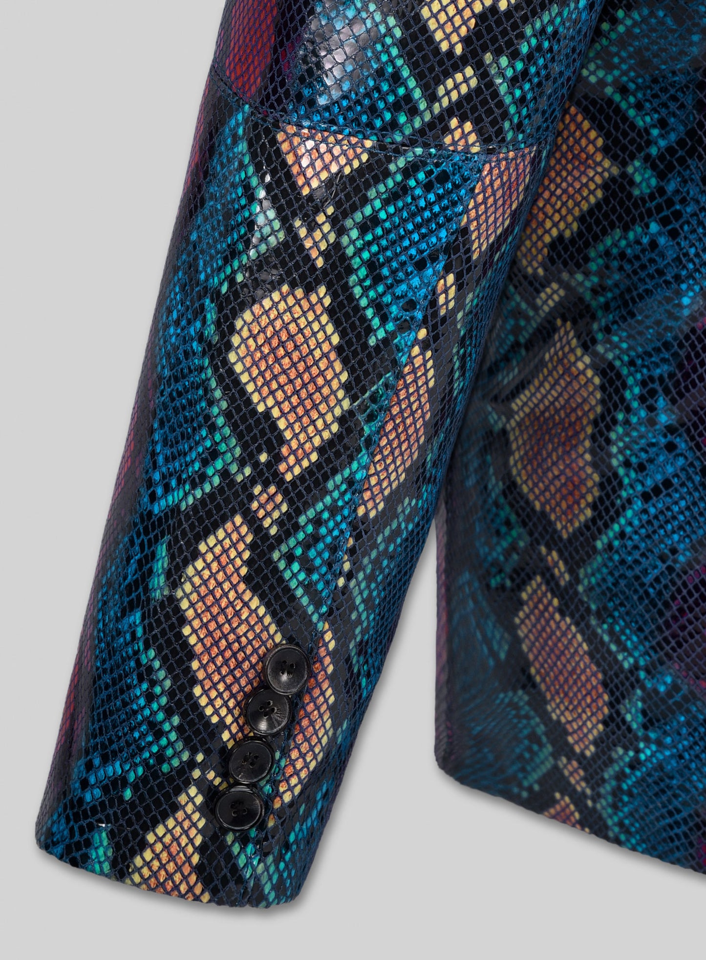 Bold Blue Python Catwalk Leather Blazer # 2