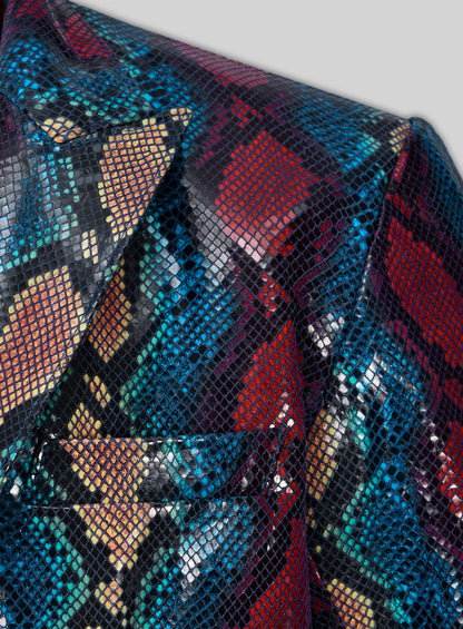 Bold Blue Python Catwalk Leather Blazer # 2