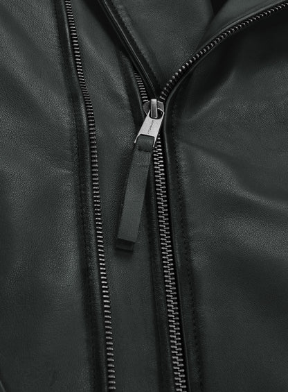 Charles Burnt Charcoal Leather Jacket