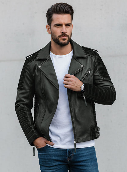 Charles Burnt Charcoal Leather Jacket