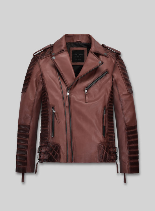 Charles Burnt Maroon Leather Jacket