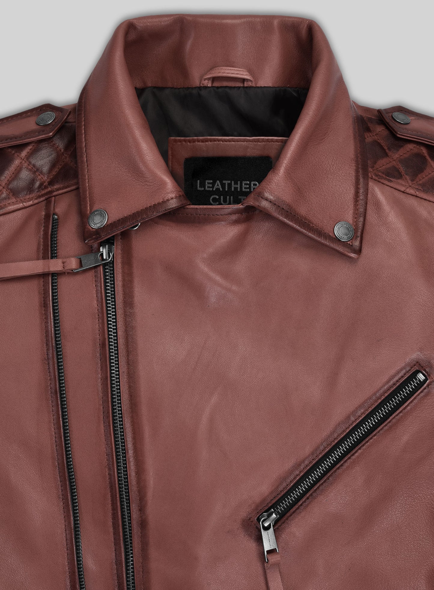 Charles Burnt Maroon Leather Jacket